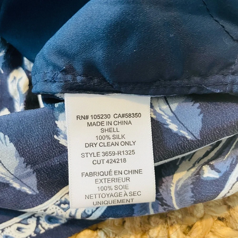 Joie XS Blue White Feather Solstice Boho Silk Romper - Picture 14 of 14